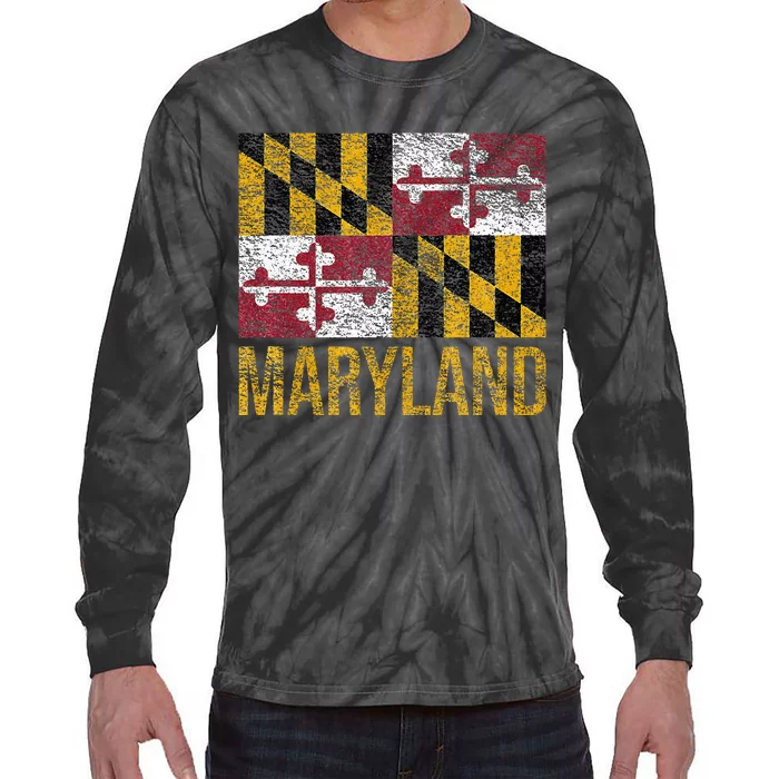 MARYLAND STATE FLAG ANNAPOLIS BALTIMORE CHESAPEAKE BAY Tie-Dye Long Sleeve Shirt