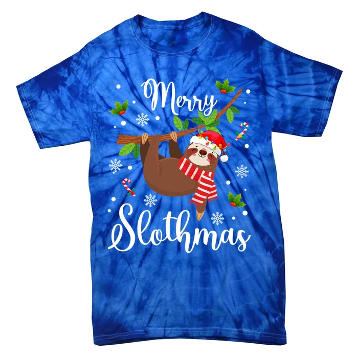 Merry Slothmas Funny Sloth Christmas Sleepy Sloth Napping Great Gift Tie-Dye T-Shirt