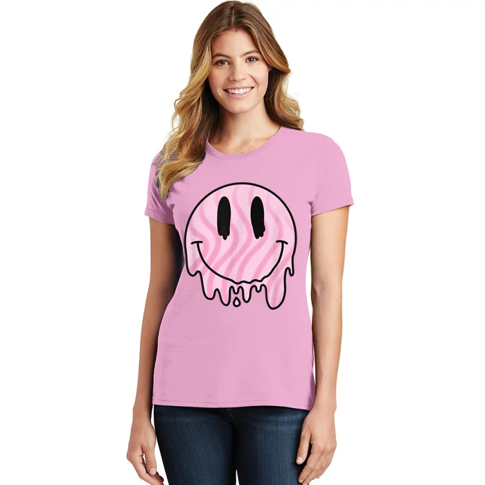 Melted Smiley Face Retro 80s Dripping Melting Happy Smile Women's T-Shirt