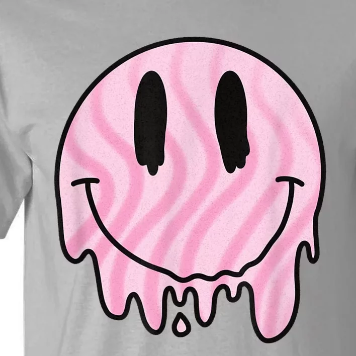 Melted Smiley Face Retro 80s Dripping Melting Happy Smile Tall T