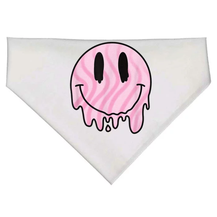 Melted Smiley Face Retro 80s Dripping Melting Happy Smile USA-Made Doggie Bandana