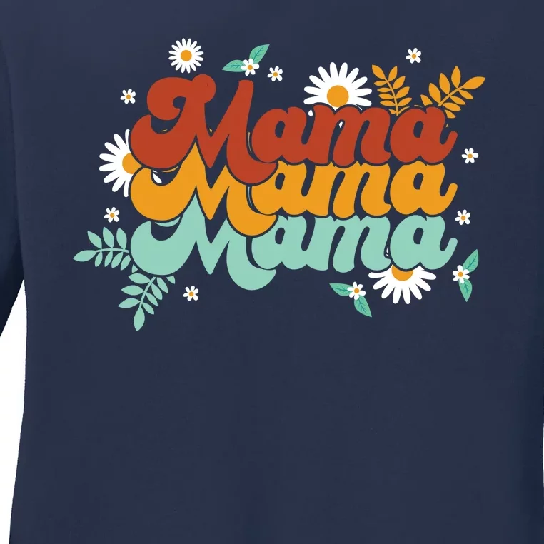 Mama Spring Floral Cute Mom Gift Ladies Long Sleeve Shirt