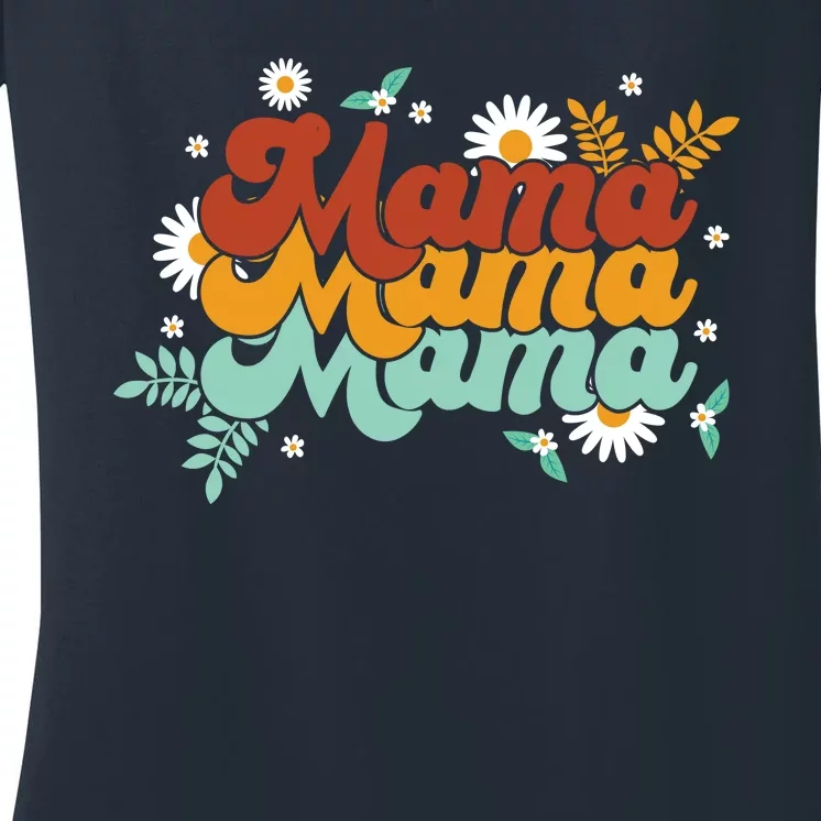 Mama Spring Floral Cute Mom Gift Women's V-Neck T-Shirt