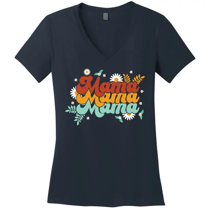 Mama Spring Floral Cute Mom Gift Women's V-Neck T-Shirt