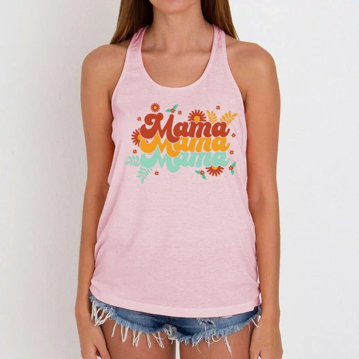 Mama Spring Floral Cute Mom Gift Women's Knotted Racerback Tank