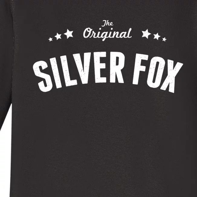 Mens Silver Fox Original Funny Gift Baby Long Sleeve Bodysuit