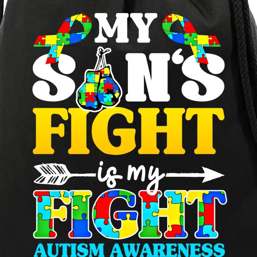 My SonS Fight Is My Fight Autism Awareness Boxing Gloves Great Gift Drawstring Bag