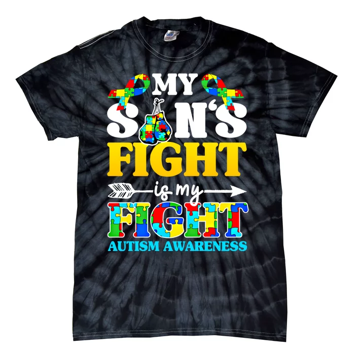 My SonS Fight Is My Fight Autism Awareness Boxing Gloves Great Gift Tie-Dye T-Shirt