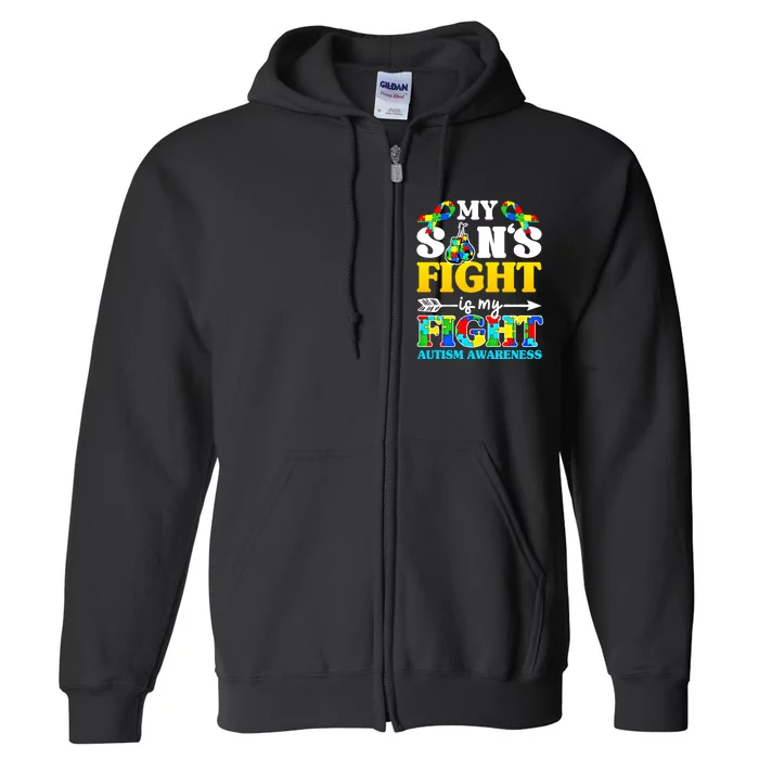 My SonS Fight Is My Fight Autism Awareness Boxing Gloves Great Gift Full Zip Hoodie