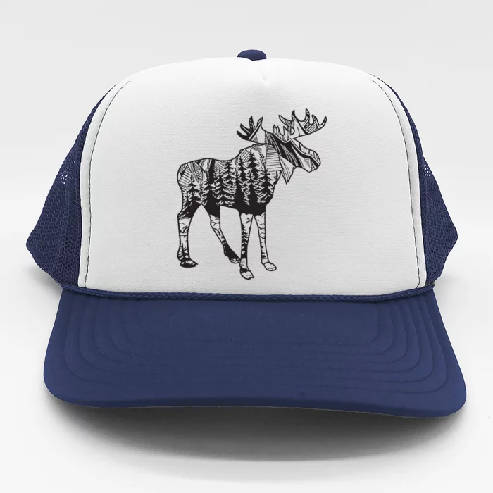 Moose Sighting Forest Funny Minnesota State Trucker Hat