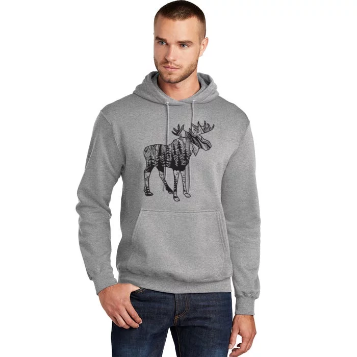 Moose Sighting Forest Funny Minnesota State Tall Hoodie