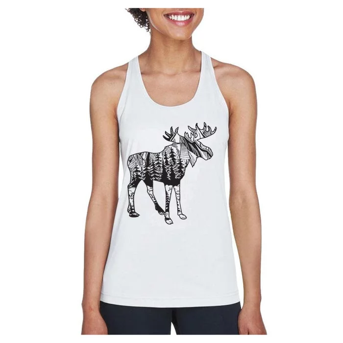 Moose Sighting Forest Funny Minnesota State Women's Racerback Tank