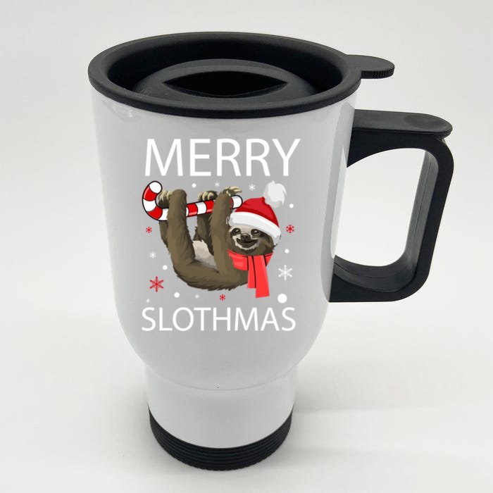 Merry Slothmas For Sloth Lovers Gift Front & Back Stainless Steel Travel Mug