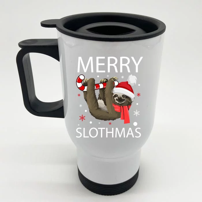 Merry Slothmas For Sloth Lovers Gift Front & Back Stainless Steel Travel Mug