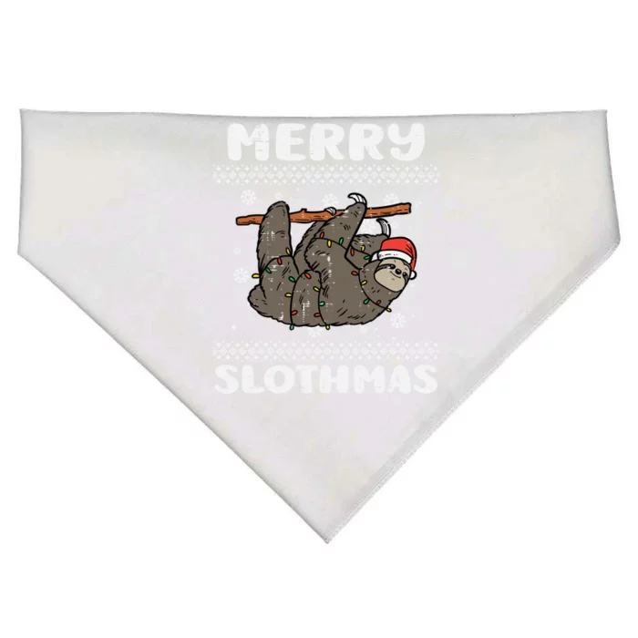 Merry Slothmas Funny Animal Ugly Christmas Xmas Funny Gift USA-Made Doggie Bandana