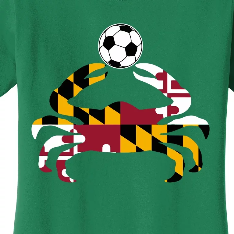 Maryland State Flag Blue Crab Pride With Soccer Ball Women's T-Shirt