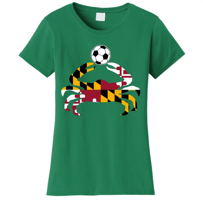 Maryland State Flag Blue Crab Pride With Soccer Ball Women's T-Shirt