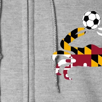 Maryland State Flag Blue Crab Pride With Soccer Ball Full Zip Hoodie