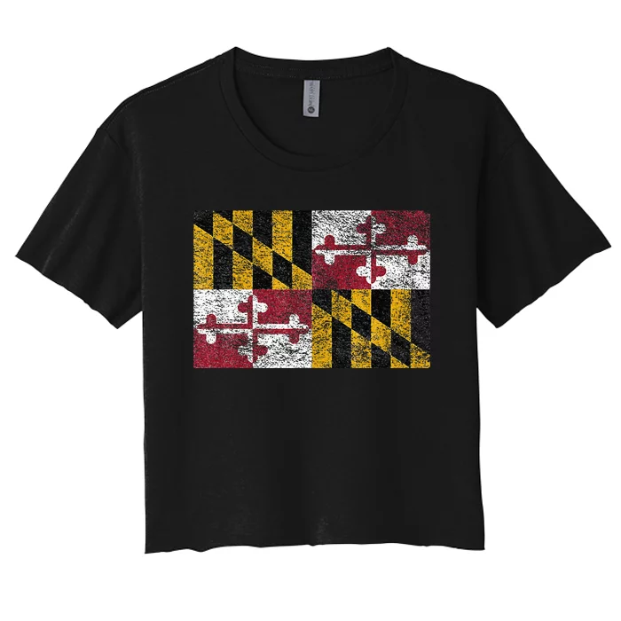 MARYLAND STATE FLAG ANNAPOLIS BALTIMORE CHESAPEAKE BAY Women's Crop Top Tee