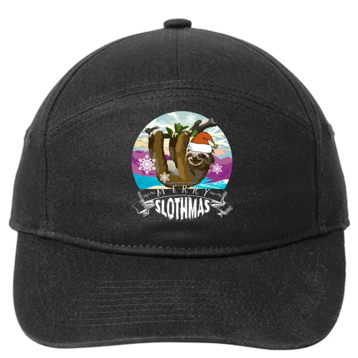 Merry Slothmas Funny Christmas Gift 7-Panel Snapback Hat