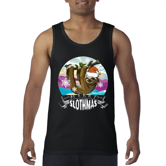 Merry Slothmas Funny Christmas Gift Tank Top