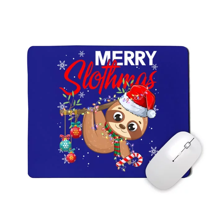 Merry Slothmas Funny Christmas Lights Pajama For Sloth Lover Great Gift Mousepad