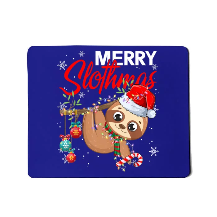 Merry Slothmas Funny Christmas Lights Pajama For Sloth Lover Great Gift Mousepad