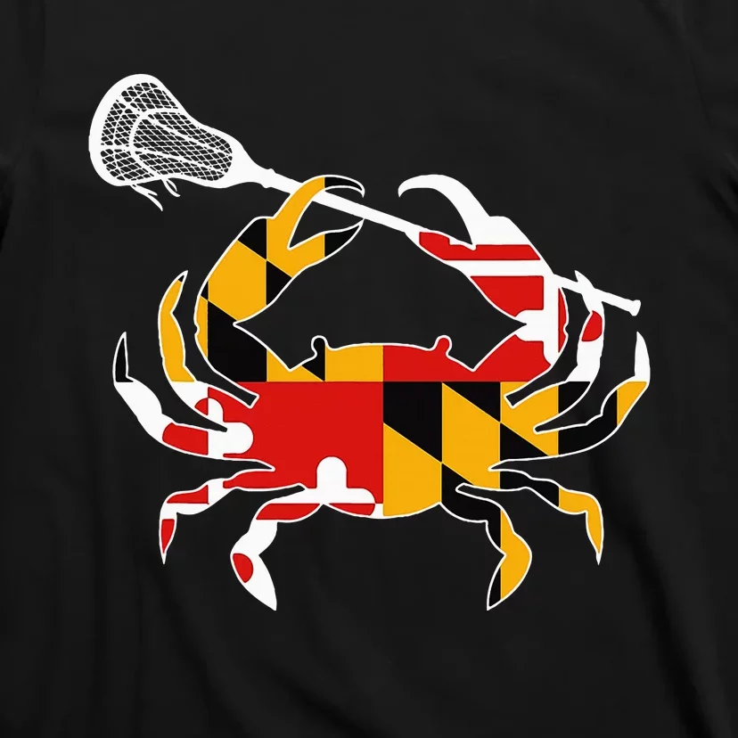 Maryland State Flag Crab Lacrosse Complete Stick T-Shirt