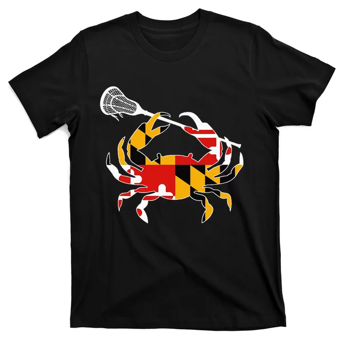 Maryland State Flag Crab Lacrosse Complete Stick T-Shirt