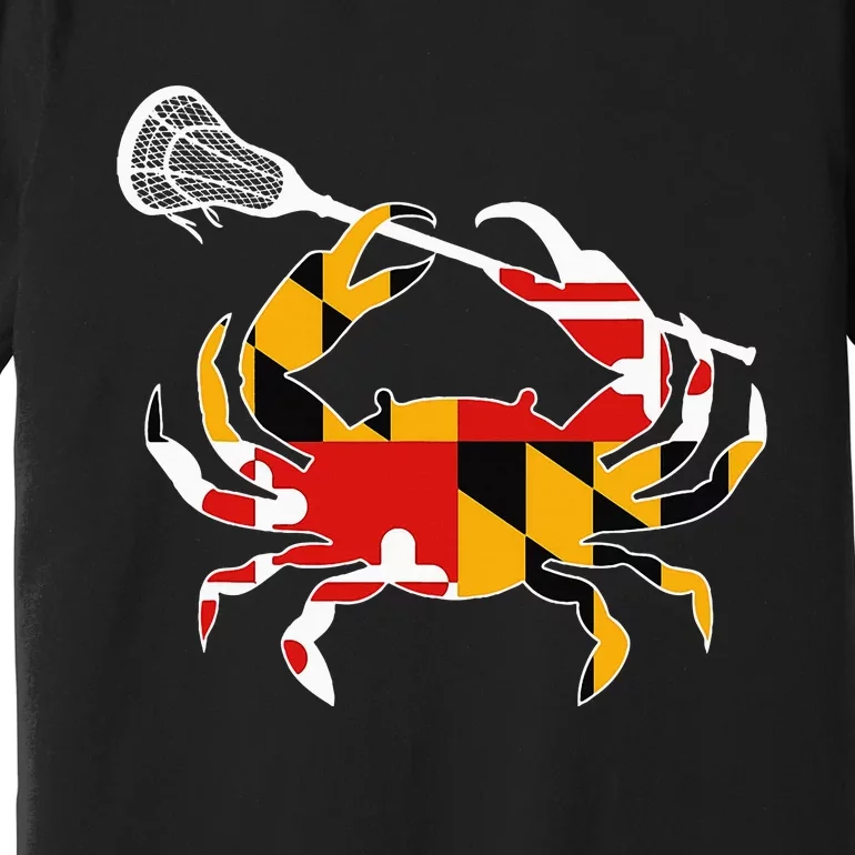 Maryland State Flag Crab Lacrosse Complete Stick Premium T-Shirt