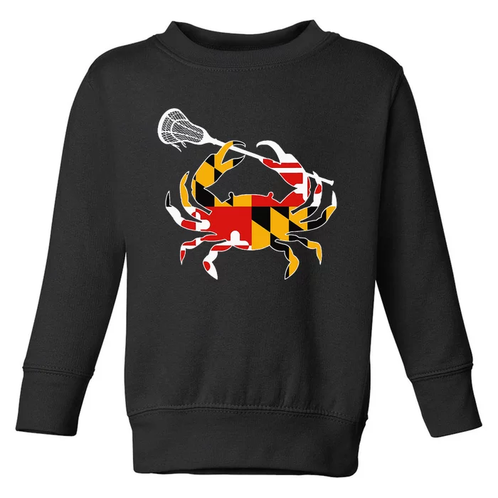 Maryland State Flag Crab Lacrosse Complete Stick Toddler Sweatshirt