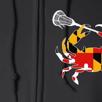 Maryland State Flag Crab Lacrosse Complete Stick Full Zip Hoodie