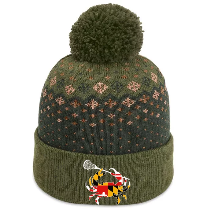 Maryland State Flag Crab Lacrosse Complete Stick The Baniff Cuffed Pom Beanie