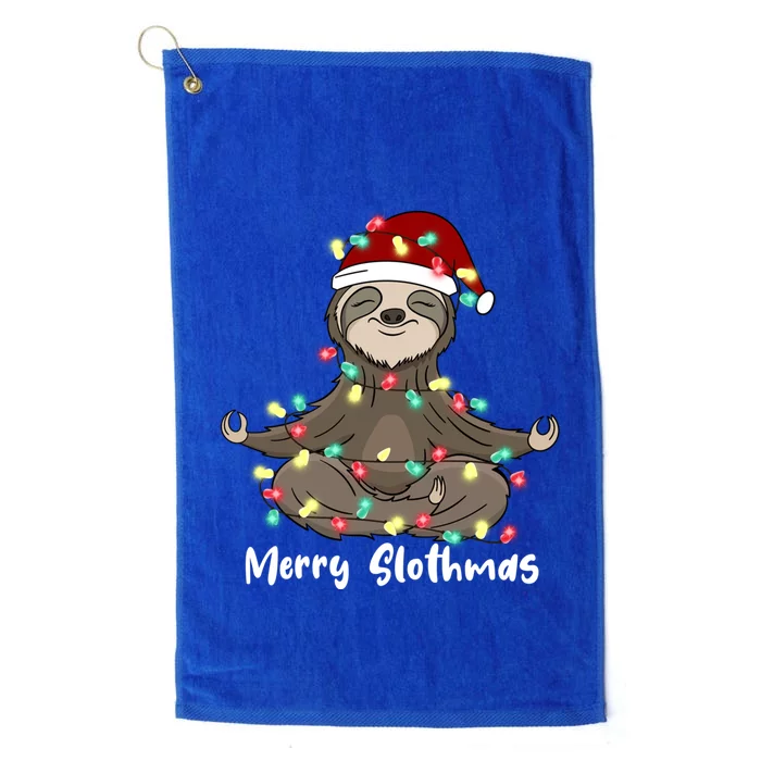 Merry Slothmas Funny Sloth Christmas Yoga Lover Sloth Lover Great Gift Platinum Collection Golf Towel