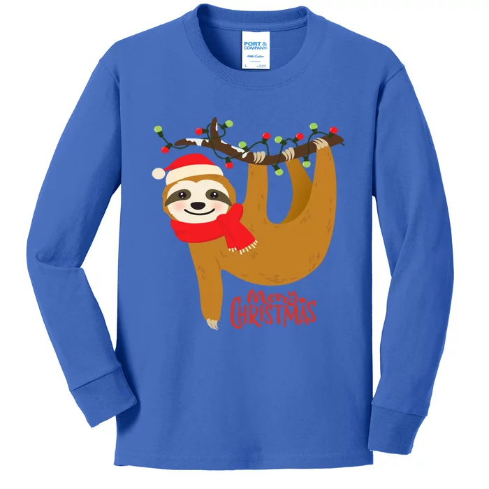 Merry Slothmas Funny Christmas Pajama For Sloth Lovers Gift Kids Long Sleeve Shirt