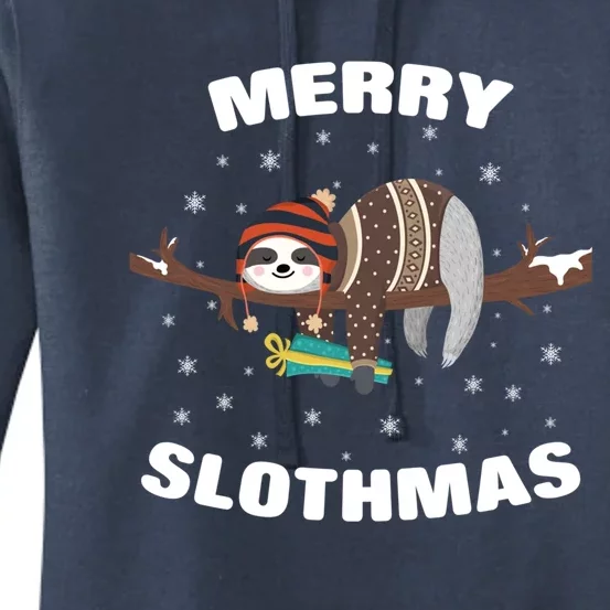 Merry Slothmas Funny Gift Sloth Lovers Christmas Cool Gift Women's Pullover Hoodie