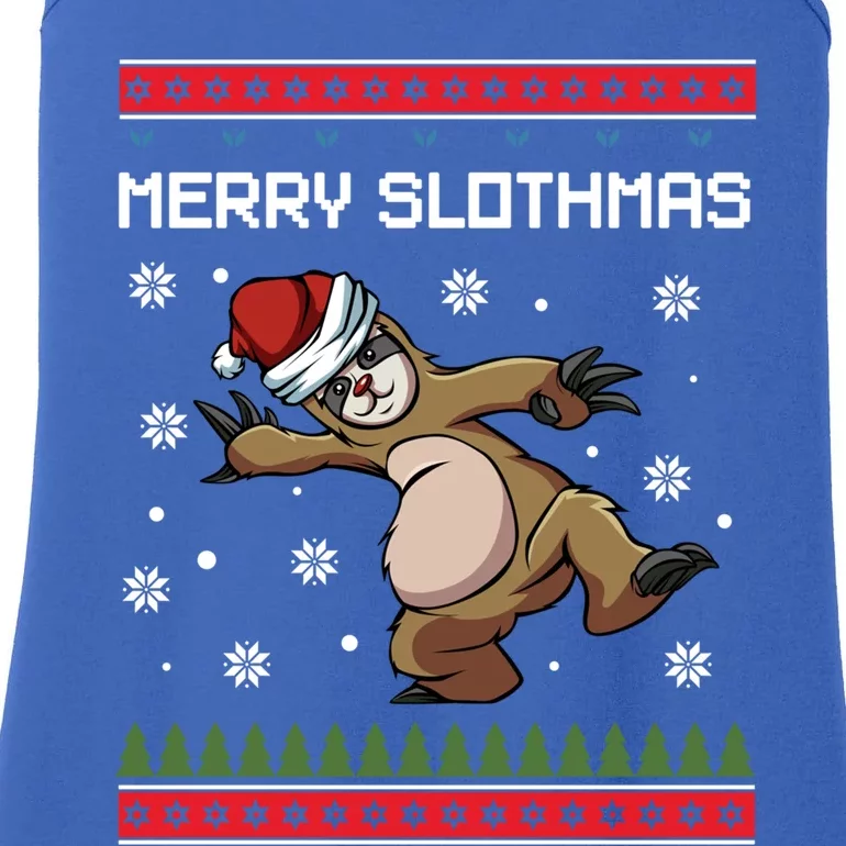 Merry Slothmas Funny Sloth Animal Christmas Lover Quotes Gift Ladies Essential Tank