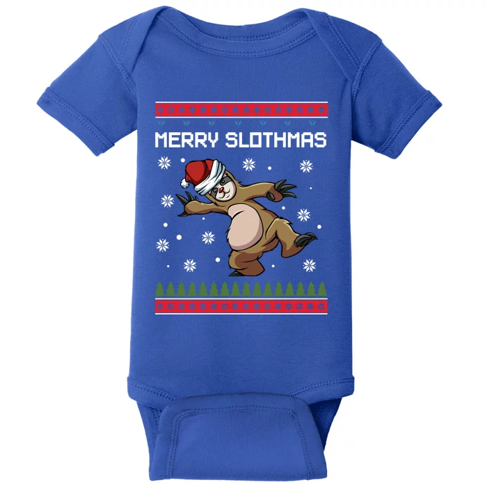 Merry Slothmas Funny Sloth Animal Christmas Lover Quotes Gift Baby Bodysuit