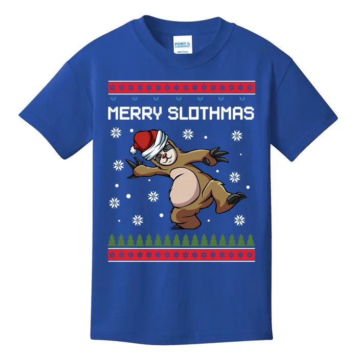 Merry Slothmas Funny Sloth Animal Christmas Lover Quotes Gift Kids T-Shirt