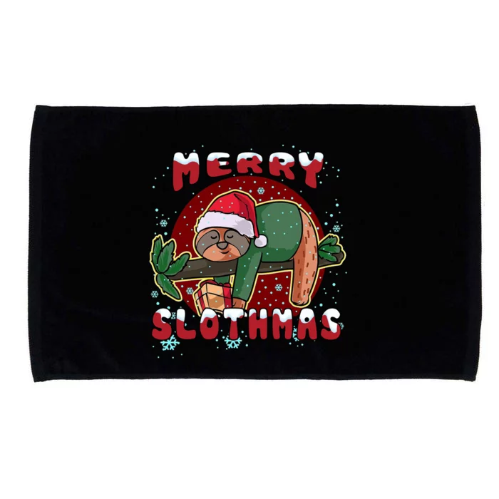 Merry Slothmas Funny Sloth Christmas Merry Xmas Great Gift Microfiber Hand Towel