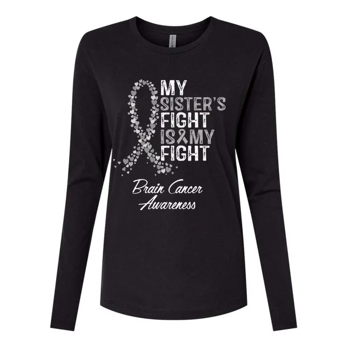 My Sisters Fight Is My Fight Brain Cancer Awareness Womens Cotton Relaxed Long Sleeve T-Shirt