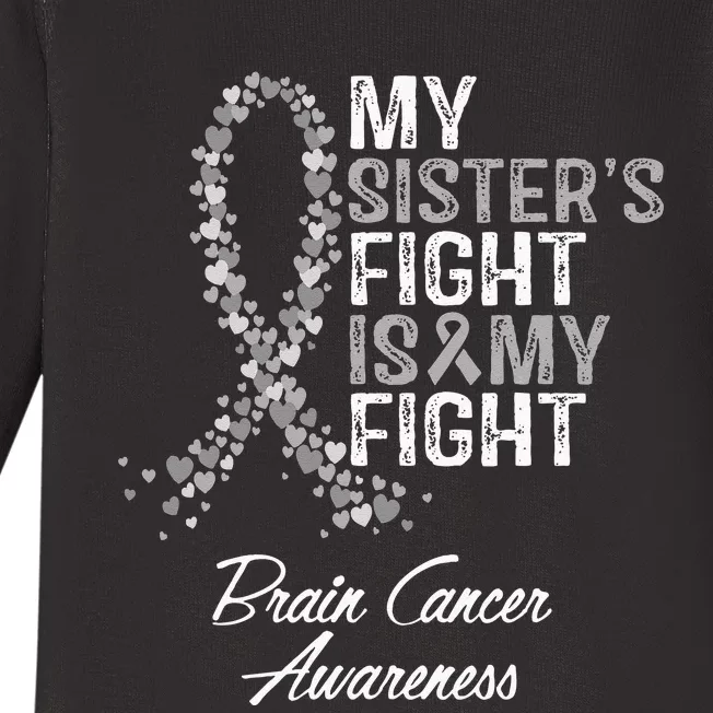 My Sisters Fight Is My Fight Brain Cancer Awareness Baby Long Sleeve Bodysuit