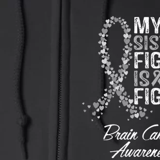 My Sisters Fight Is My Fight Brain Cancer Awareness Full Zip Hoodie