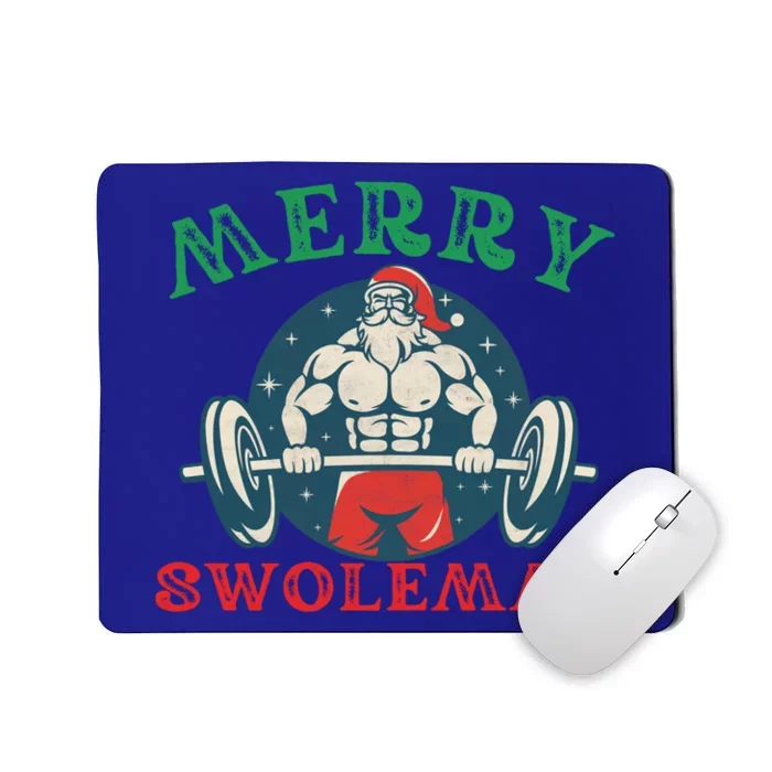 Merry Swolemas Funny Bodybuilding Santa Christmas Lift Gym Gift Mousepad