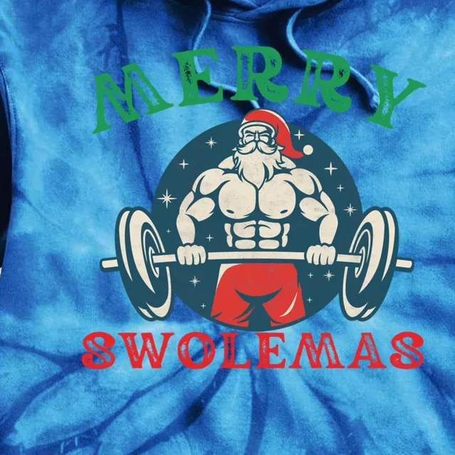 Merry Swolemas Funny Bodybuilding Santa Christmas Lift Gym Gift Tie Dye Hoodie