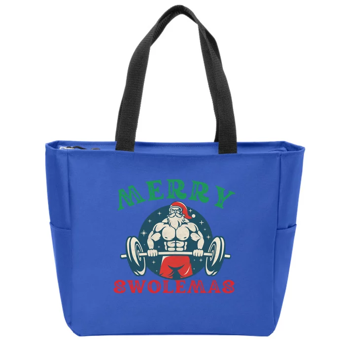 Merry Swolemas Funny Bodybuilding Santa Christmas Lift Gym Gift Zip Tote Bag