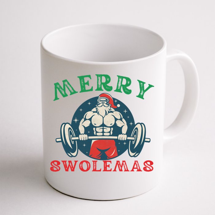 Merry Swolemas Funny Bodybuilding Santa Christmas Lift Gym Gift Front & Back Coffee Mug