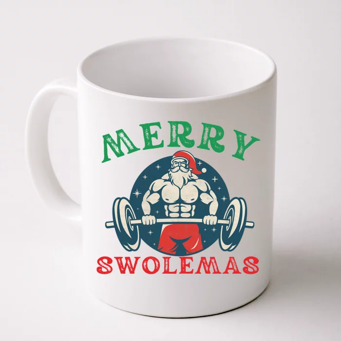 Merry Swolemas Funny Bodybuilding Santa Christmas Lift Gym Gift Front & Back Coffee Mug