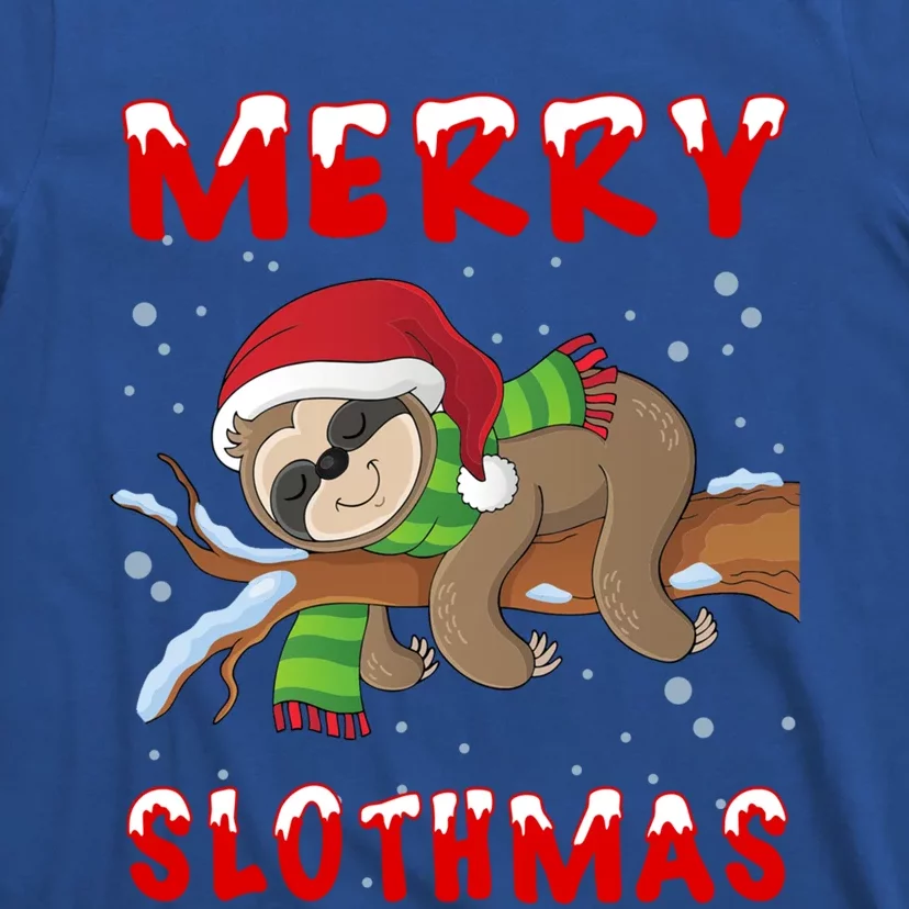 Merry Slothmas Funny Tree Santa Sloth Animal Lover Christmas Gift T-Shirt