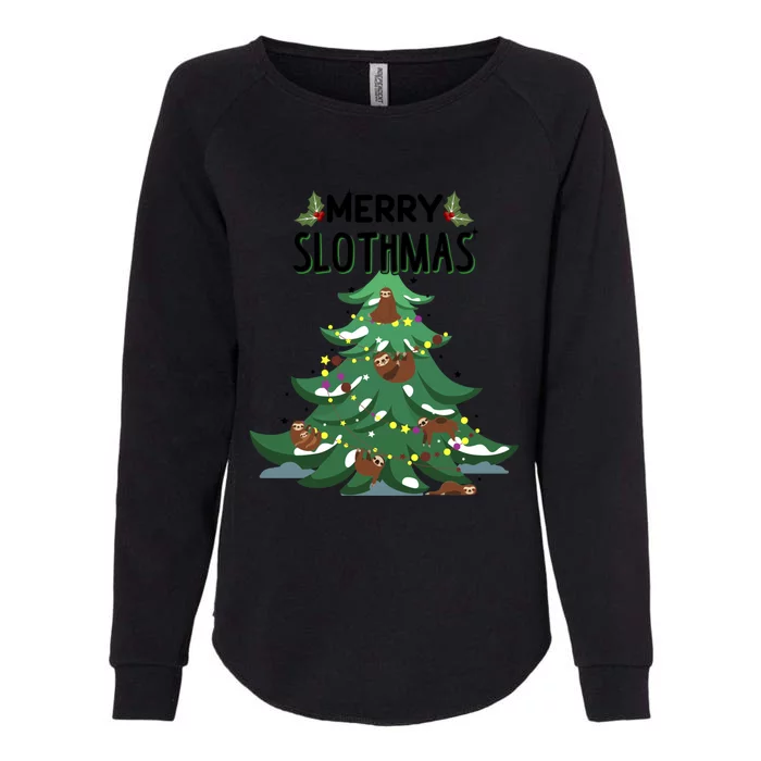 Merry Slothmas Funny Ugly Christmas Gift Womens California Wash Sweatshirt